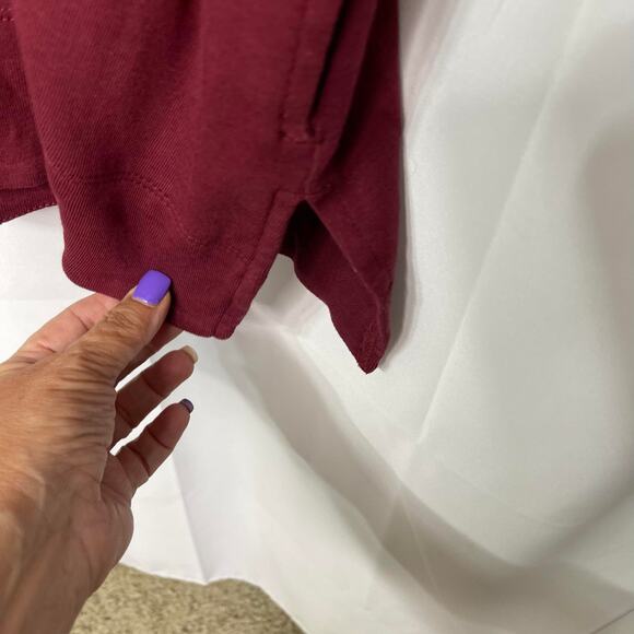 Chico's knit t-shirt tunic length top large 12 red burgundy THE UTLIMATE TEE - Picture 11 of 16